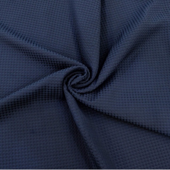 Luxury Home | Navy Blue Waffle Weave Fabric Hotel Series Shower Curtain - Picture 2 of 6